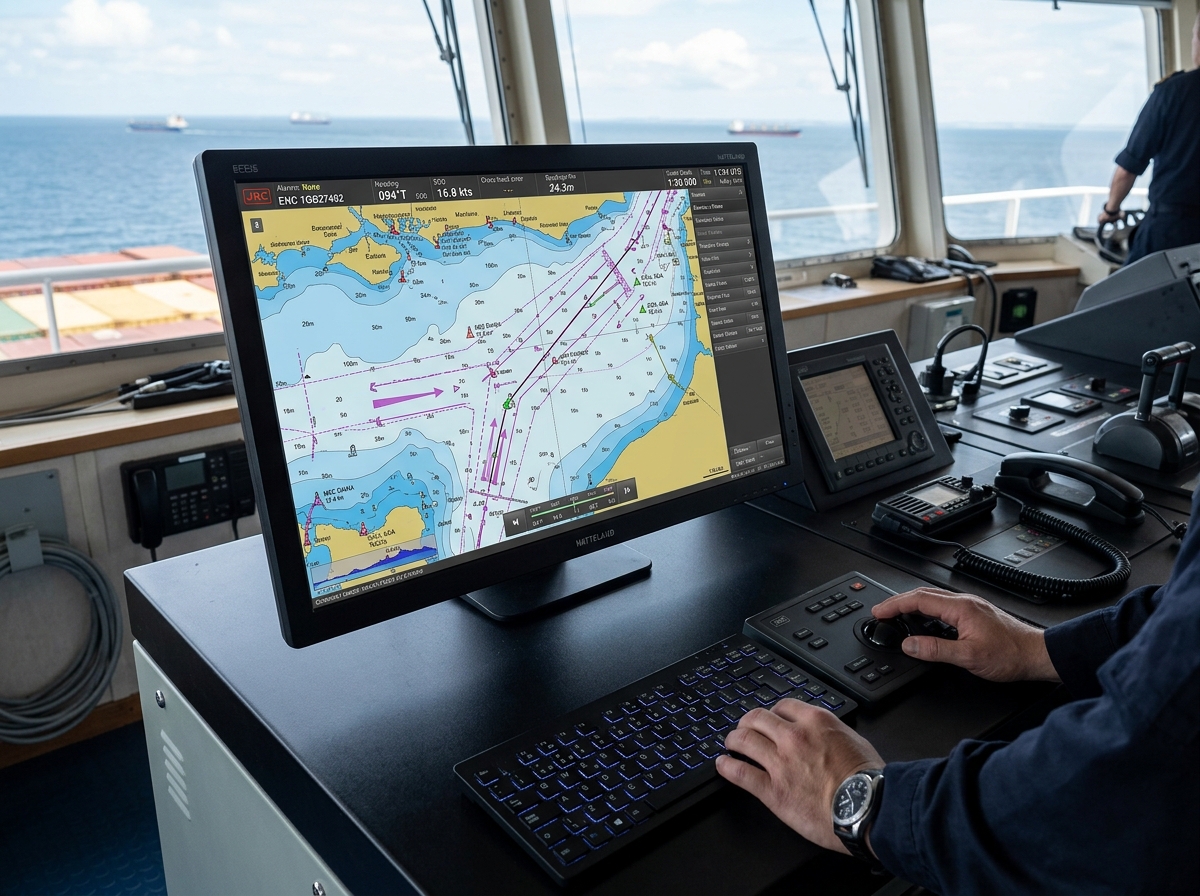 Commercial Marine Electronic Chart Display & Information System (ECDIS) bridge workstation